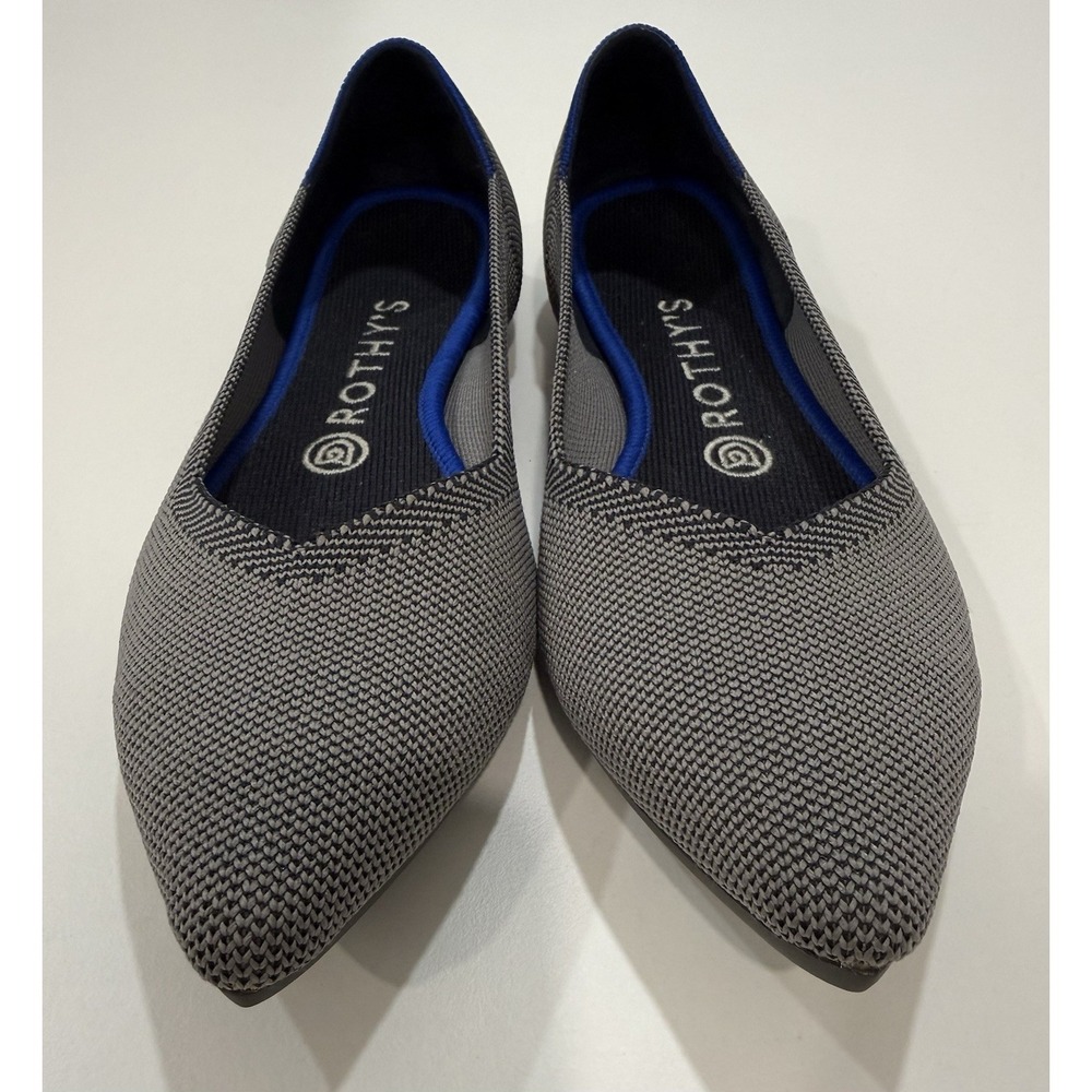 Rothy's The Point Cloud Grey Birdseye Flats 8.5 Fits Small - Picture 3 of 11